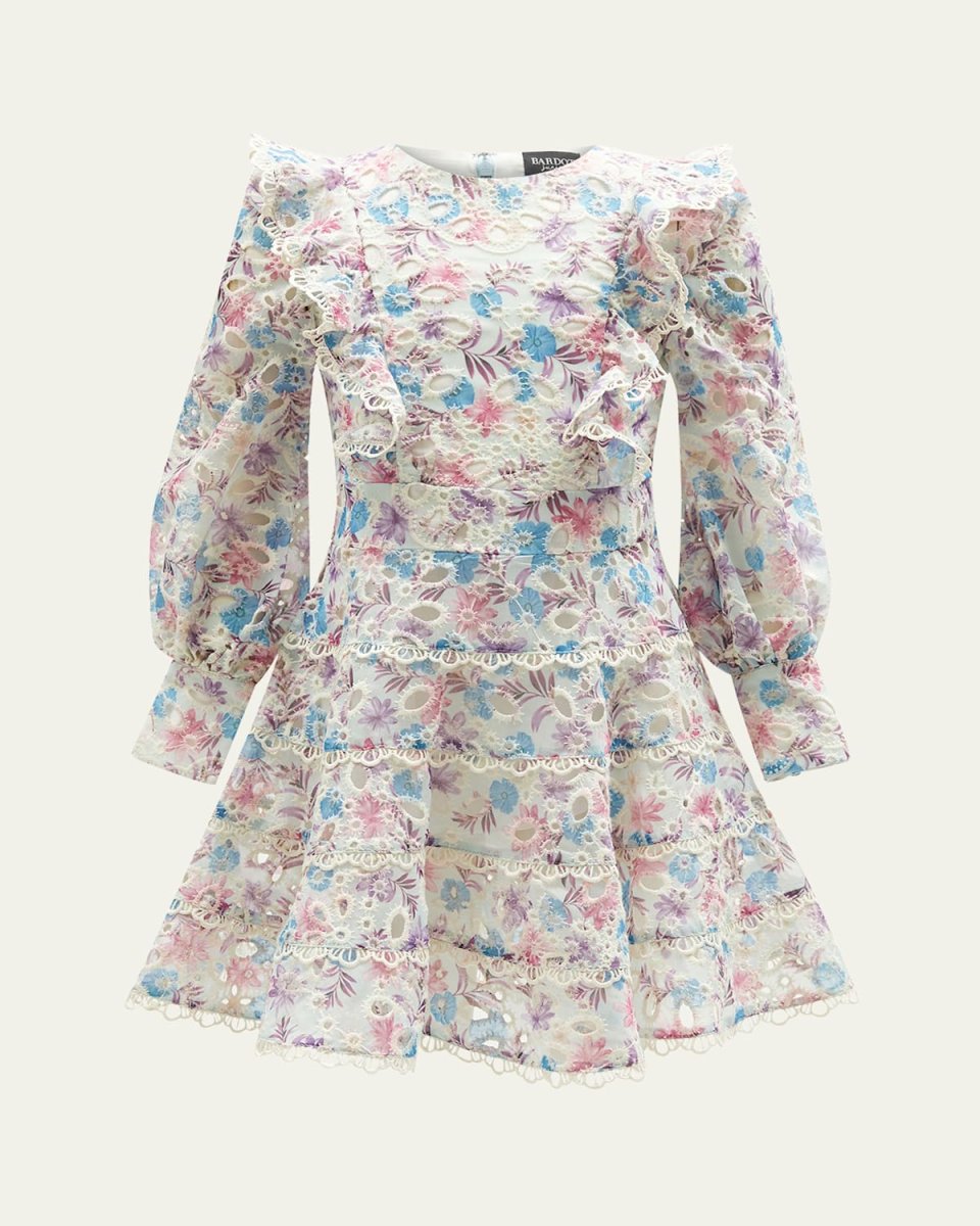 Girl's Miley Floral-Print Embroidered Dress, Size 6-1